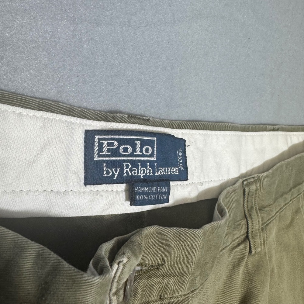 Polo Ralph Lauren Hammond Pant Mens Chino 42x30 Olive Fair Pleated Faded MA399 - Picture 2 of 10